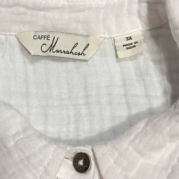 Caffe Marrakesh Solid White Casual Button Down Shirt - Picture 11 of 13